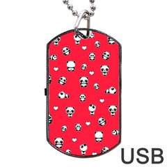 Panda Pattern Dog Tag Usb Flash (one Side) by Valentinaart