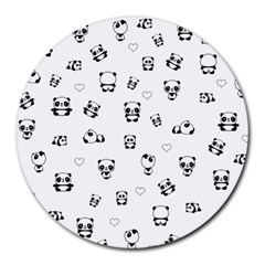 Panda Pattern Round Mousepads by Valentinaart