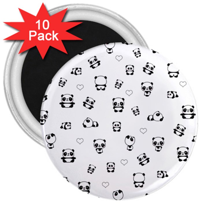 Panda pattern 3  Magnets (10 pack) 