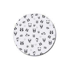 Panda Pattern Rubber Coaster (round)  by Valentinaart