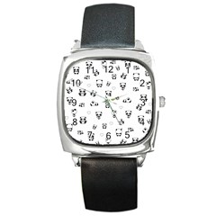 Panda Pattern Square Metal Watch by Valentinaart