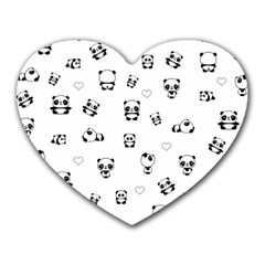 Panda Pattern Heart Mousepads by Valentinaart