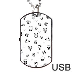 Panda Pattern Dog Tag Usb Flash (one Side) by Valentinaart