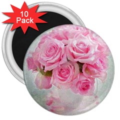 Pink Roses 3  Magnets (10 Pack)  by NouveauDesign