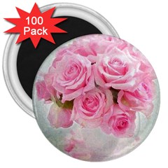 Pink Roses 3  Magnets (100 Pack) by NouveauDesign