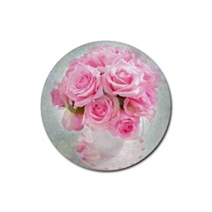 Pink Roses Rubber Coaster (round)  by NouveauDesign