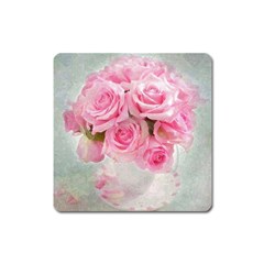 Pink Roses Square Magnet by NouveauDesign