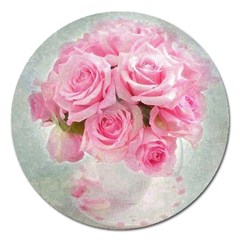 Pink Roses Magnet 5  (round) by NouveauDesign