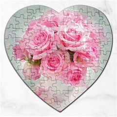 Pink Roses Jigsaw Puzzle (heart) by NouveauDesign