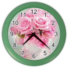 Pink Roses Color Wall Clocks by NouveauDesign