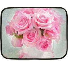 Pink Roses Double Sided Fleece Blanket (mini)  by NouveauDesign