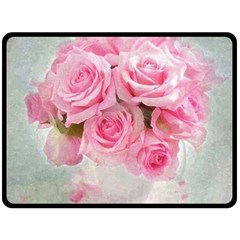 Pink Roses Fleece Blanket (large)  by NouveauDesign