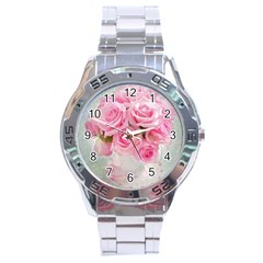 Pink Roses Stainless Steel Analogue Watch by NouveauDesign