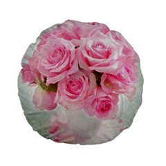 Pink Roses Standard 15  Premium Round Cushions by NouveauDesign