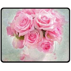 Pink Roses Double Sided Fleece Blanket (medium)  by NouveauDesign