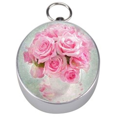 Pink Roses Silver Compasses by NouveauDesign