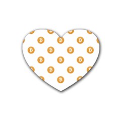 Bitcoin Logo Pattern Heart Coaster (4 Pack)  by dflcprints