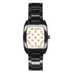 Bitcoin Logo Pattern Stainless Steel Barrel Watch Front