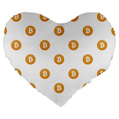 Bitcoin Logo Pattern Large 19  Premium Flano Heart Shape Cushions by dflcprints