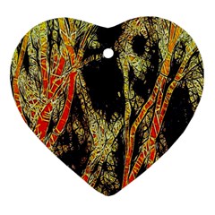 Artistic Effect Fractal Forest Background Heart Ornament (two Sides)