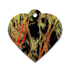 Artistic Effect Fractal Forest Background Dog Tag Heart (one Side)