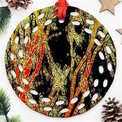 Artistic Effect Fractal Forest Background Round Filigree Ornament (two Sides)