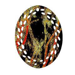 Artistic Effect Fractal Forest Background Oval Filigree Ornament (two Sides)