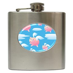 Flying Piggys Pattern Hip Flask (6 Oz) by Bigfootshirtshop