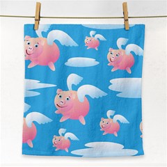 Flying Piggys Pattern Face Towel by Bigfootshirtshop