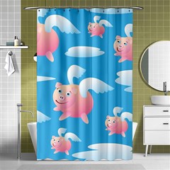 Flying Piggys Pattern Shower Curtain 48  X 72  (small)  by Bigfootshirtshop