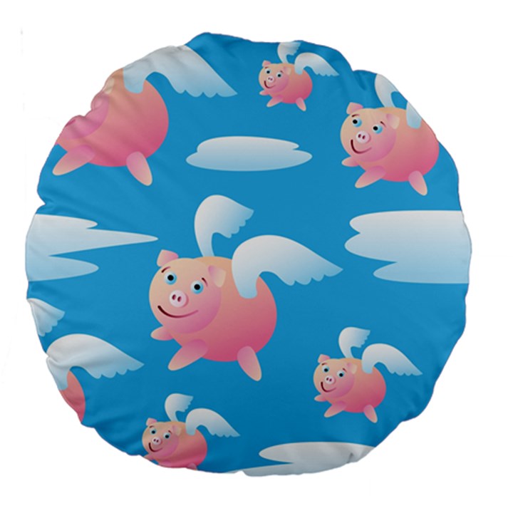 Flying Piggys Pattern Large 18  Premium Round Cushions