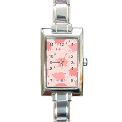 Pigs And Flowers Rectangle Italian Charm Watch by Bigfootshirtshop