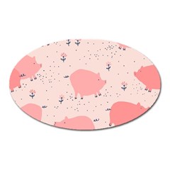 Pigs And Flowers Oval Magnet by Bigfootshirtshop