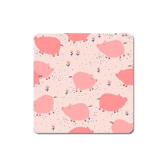 Pigs And Flowers Square Magnet by Bigfootshirtshop