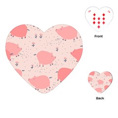 Pigs And Flowers Playing Cards (heart)  by Bigfootshirtshop