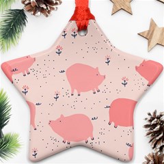 Pigs And Flowers Star Ornament (two Sides)