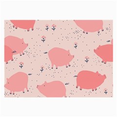 Pigs And Flowers Large Glasses Cloth (2-side) by Bigfootshirtshop