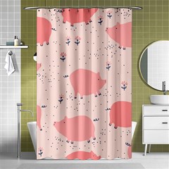 Pigs And Flowers Shower Curtain 48  X 72  (small)  by Bigfootshirtshop