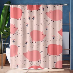 Pigs And Flowers Shower Curtain 60  X 72  (medium)  by Bigfootshirtshop