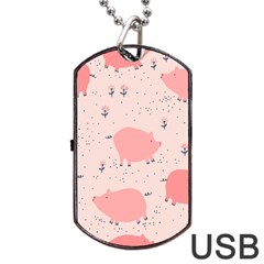 Pigs And Flowers Dog Tag Usb Flash (one Side) by Bigfootshirtshop