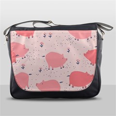 Pigs And Flowers Messenger Bags by Bigfootshirtshop