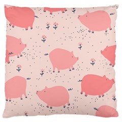 Pigs And Flowers Large Cushion Case (two Sides) by Bigfootshirtshop