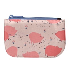 Pigs And Flowers Large Coin Purse by Bigfootshirtshop