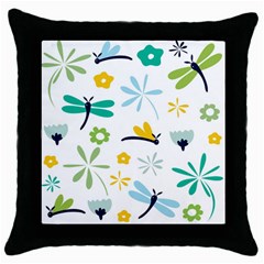 Busy Dragonflies Throw Pillow Case (black) by Bigfootshirtshop