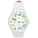 Busy Dragonflies Round Plastic Sport Watch (M) Front