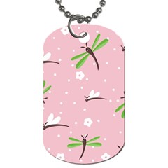 Dragonfly And White Flowers Pattern Dog Tag (two Sides) by Bigfootshirtshop