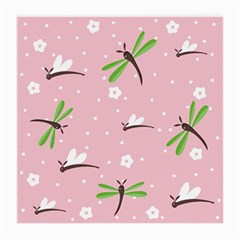 Dragonfly And White Flowers Pattern Medium Glasses Cloth (2-side) by Bigfootshirtshop