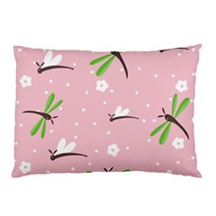 Dragonfly And White Flowers Pattern Pillow Case by Bigfootshirtshop