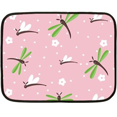 Dragonfly And White Flowers Pattern Fleece Blanket (mini) by Bigfootshirtshop