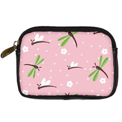 Dragonfly And White Flowers Pattern Digital Camera Cases by Bigfootshirtshop